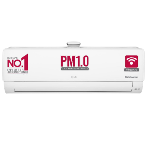 LG 1.5 Ton 4 Star with inbuilt Air Purifier AI+ DUAL Inverter Wi-Fi Split Air Conditioner, Copper, Super Convertible 6-in-1 Cooling, PM 1.0 Sensor & Ionizer, 4 Way Swing, 2023 Model (White)(RS-Q19APYE)