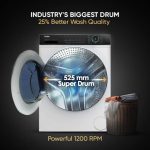 HAIER 8 Kg Front Load Fully Automatic Washing Machine, 12 Years Warranty On Inverter Motor, Ice White (HW80-IM12929C) - Image 3