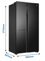 Haier 628L Frost Free Inverter Triple Door Side by Side Refrigerator, Black Glass, Convertible (HRT683KG) - Image 2