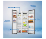 Haier 630 Litres Double Door Side By Side Refrigerators, Expert Inverter Technology, Black Glass,Glass Door, Magic Convertible, Made In India (HRS682KG) - Image 2