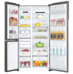 Haier 630 L Frost Free Side by Side 5 Star Convertible Refrigerator with Base, Drawer Floral Dark Blue, Floret Glass (HRT683FG) - Image 6