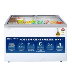 Haier Flat Glass Top Horizontal Freezer, 5 Star Rated, 300 Litres (HFC-300GM5)
