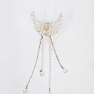 Trendy Club Pearl Butterfly Metal Hair Clutcher Clips for Women