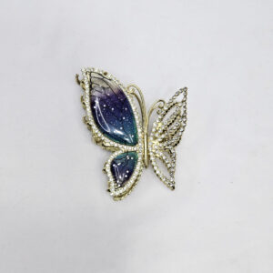 Party Wear Big Rhinestone 3D Butterfly Metal Hair Clutcher