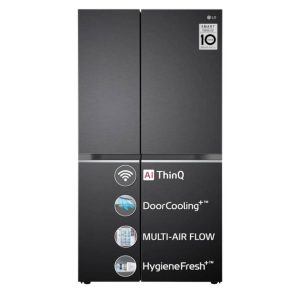 LG 655 Litres Side-By-Side Refrigerator with Frost Free Inverter, Wi-Fi, Door Cooling+ Hygiene Fresh (Matte Black)(2023 Model)(GL-B257EMCX)