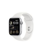 Apple Watch SE (2nd Gen)(GPS 44mm) Smart Watch with Silver Aluminium Case And White Sport Band.