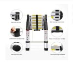 Bigapple Aluminium Folding Step Ladder Portable and Compact 2X8-step Telescopic 2.5m+2.5m Foladable for Household and Outdoor Purpose, Mag Hinge, 150Kg Loading - Image 4