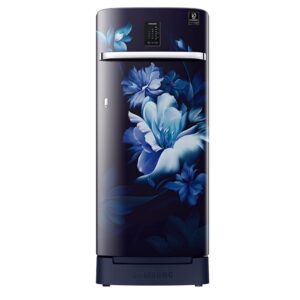 Samsung 209 Litres Single Door Refrigerator, 3 Star Rated Inverter Direct-Cool wtih Digi-Touch Curd Maestro (Midnight Blossom Blue) Base Stand, Drawer (RR23C2K33UZ/HL)