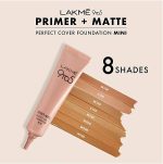 LAKMÉ 9 TO 5 PRIMER + MATTE PERFECT COVER FOUNDATION MINI (Cool Ivory, 15ml) - Image 5