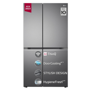 LG 655 Litres Side-By-Side Refrigerator with Shiny Steel, Frost-Free Inverter, Wi-Fi And Door Cooling+ Hygiene Fresh (2023 Model)(GL-B257EPZX)