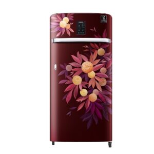 Samsung 189 Litres Single Door Refrigerator, 5 Star Rated Inverter Direct-Cool with Digi-Touch (Orange Blossom Red) (2023 Model) (RR21C2E25NJ-HL)