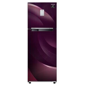 Samsung 265 Litres Double Door Refrigerator, 3 Star Rated  Inverter Frost Free Rythmic Twirl PLUM (2022 Model)(RT30A3A234R/HL)