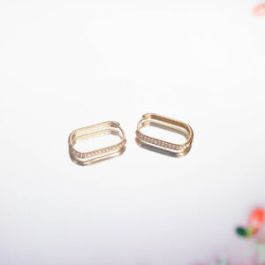 ZAVYA 925 Sterling Silver Rectangular Cubic Zirconia CZ Gold Plated Hoop Earrings | Gift for Women and Girls