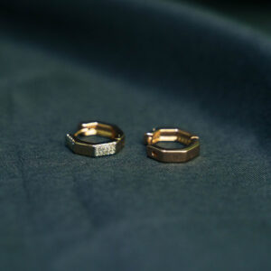 Titanium Gold Plated Octagon Huggie Hoop Earrings