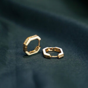 Titanium Gold Plated Octagon Huggie Hoop Earrings