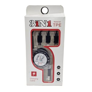 3 in 1 Material TPE Data Cable - Cable Length 1 metre