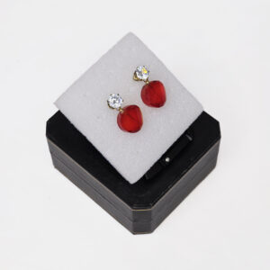 Gold and Red Crystal Drop Earrings
