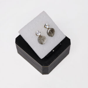 Gold and Grey Crystal Drop Earrings