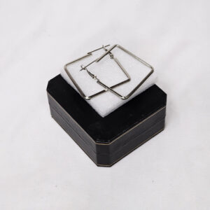 Rose Gold & Metallic Silver Square Shape Fancy Metallic Hoops Earrings for Women & Girls - Big Loop Stylish Design Daily Wear Casual Ear Rings Alloy Hoop Earring