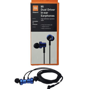 MI XIAOMI Dual Driver Dynamic Bass in-Ear Wired Earphones with Mic, 10mm& 8mm for Heavy Bass & Crystal Clear Vocals, Passive Noice Cancellation, Magnetic Earbuds with Braided Cable (Blue)