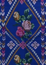 Kut Tah Puan Bih (KTPB-24), Royal Blue Floral Diamond Handwoven Mizo Puan - Image 3