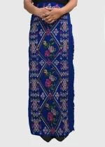 Kut Tah Puan Bih (KTPB-24), Royal Blue Floral Diamond Handwoven Mizo Puan