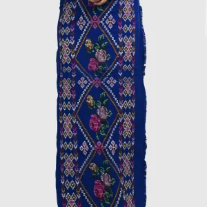 Kut Tah Puan Bih (KTPB-24), Royal Blue Floral Diamond Handwoven Mizo Puan