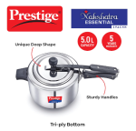 Prestige 5 Litres Nakshatra Essential Svachh Stainless Steel Pressure Cooker (Silver, Tri-Ply Bottom, Inner Lid) - Image 2