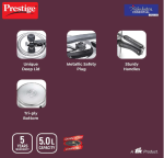 Prestige 5 Litres Nakshatra Essential Svachh Stainless Steel Pressure Cooker (Silver, Tri-Ply Bottom, Inner Lid) - Image 4