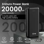 EVM Enduro 20,000mAh Power Bank, with in-Built Micro USB, Type-C & iPhone Cable: Compatible with All Smartphones - Image 6