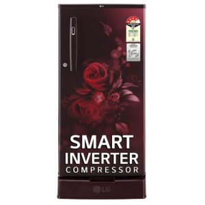 LG 185 Litres Single Door Refrigerator 3 Star with Stabilizer Free Operation & Direct Cool (Scarlet Euphoria)(GL-D199OSED)