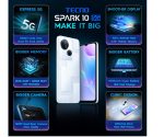 TECNO Spark 10 5G Meta White (8GB RAM,128GB Storage) - Image 2