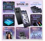 TECNO Spark 20 (8GB+128GB) Gravity Black 32MP Selfie + 50MP Main Camera, 90Hz Dot-in Display with Dynamic Port & Dual Speakers with DTS| 5000mAh Battery |18W Type-C| - Image 3