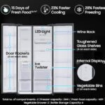 Samsung 653 Litres Side by Side Refrigerator, BESPOKE Convertible 5in1 (RS76CB811312) - Image 4