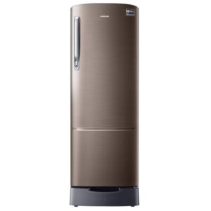 Samsung 255 Litres Single Door Refrigerator , 3 Star Rated With Direct-Cool Base Stand with Drawer (Luxe Brown)(2022 Model)(RR26T389YDX/HL)