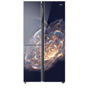 Haier 630 Litres Side-by-Side Refrigerator, Floret Glass (HRT-683FG)