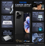 Tecno Camon 20 Pro 8 GB 256 GB RAM (Dark Welkin) - Image 2