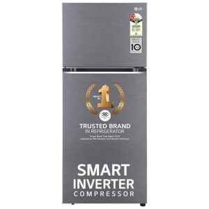 LG 398 Litres Double Door Refrigerator, 2 Star Rated With Frost-Free Smart Inverter & Express Freeze (Dazzle Steel)(GL-N422SDSY)