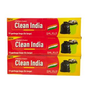 Clean India Black Garbage bag Extra Large Size combo | Pack of 3 Roll | 45 Bags | 76x94cm | 30x37in | compostable | biodegradable | Suitable for Home Kitchen Toilet Office Dustbin
