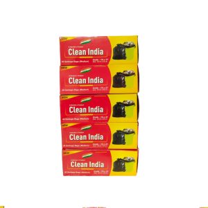 Clean India Black Garbage bag Medium Size combo | Pack of 5 Roll | 150 Bags | 48x56cm | 19x21in | compostable | biodegradable | Suitable for Home Kitchen Toilet Office Dustbin