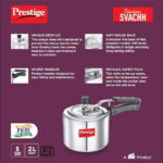 Prestige Svachh, 2 Litres, Straight Wall Aluminium Inner Lid Pressure Cooker, with Deep Lid for Spillage Control (Silver) (10729) - Image 4