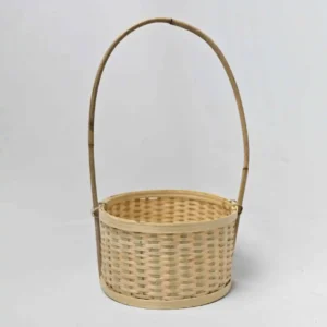Natural Finish Cane Fruit/flower Basket with Handle