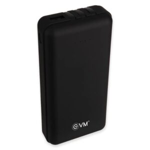 EVM EnDuro Power Bank 20,000mAh - Portable Charger with In-Built Micro USB, Type-C & Lightning Cable - 2 Years Warranty - Compatible with All Smartphones - Metallic Black