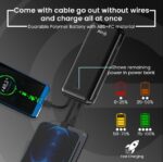 EVM EnDuro Power Bank 20,000mAh - Portable Charger with In-Built Micro USB, Type-C & Lightning Cable - 2 Years Warranty - Compatible with All Smartphones - Metallic Black - Image 4