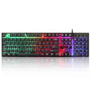 Enter Fighter USB Gaming Keyboard with Rainbow LED Lights, Windows Lock Key with 12 Multimedia Keys, Splash Resistant, LED Control Key