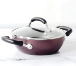 Meyer Merlot Non-Stick Kadai/Wok with Lid, 20cm