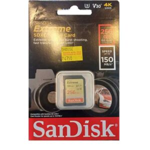 SanDisk Extreme SDXC, SDXVF 256GB, V30, U3, C10, UHS-I, 90MB/s R, 60MB/s W, for 4K Video