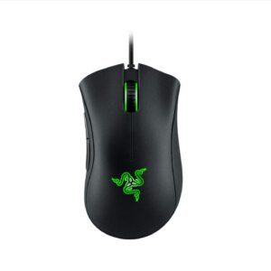 Razer DeathAdder Essential Wired Gaming Mouse I Single-Color Green Lighting I 6400DPI Optical Sensor- Black - RZ01-03850100-R3M1