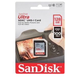 SanDisk 128GB Ultra SDXC UHS-I Memory Card - 100MB/s, C10, U1, Full HD, SD Card - SDSDUNR-128G-GN6IN