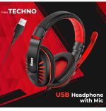 Foxin® FHM-Techno USB Wired Gaming Headset for PC | with 40mm Large Driver & 1.6 Meter Tangle Free Cable | Noise Cancelling Microphone | in-line Control | Red & Black Color - Image 2